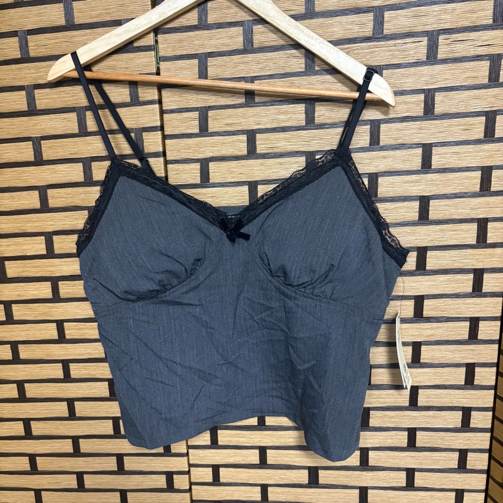 No Boundaries Gray Lace Trim Cami Size XL